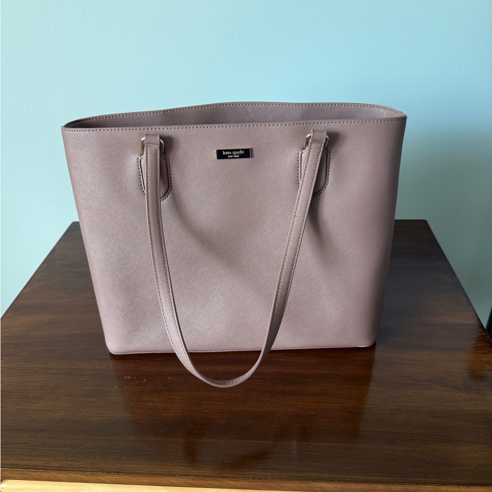 Kate Spade Cream and Purple Tote Bag Spacious and Stylish